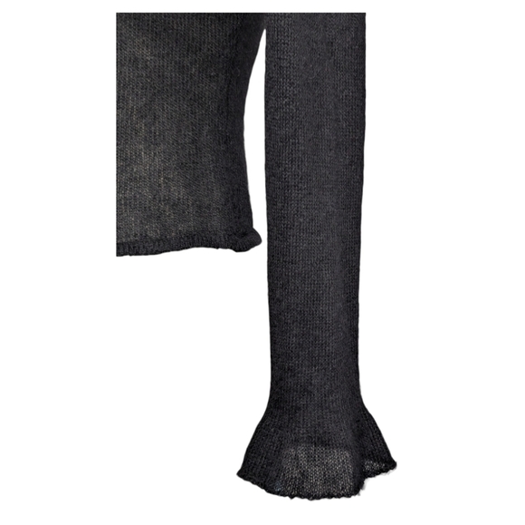 Margaret O'Leary Black Ruffle Flare Sleeve Button Cardigan Size 1 (XS/S) Mohair - Picture 5 of 16